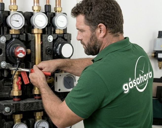 Técnico Gasahora a trabalhar numa instalação de gás